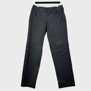 Vintage 90s Black Genuine Leather Pants Womens 12 Minimalism Goth Moto Pants
